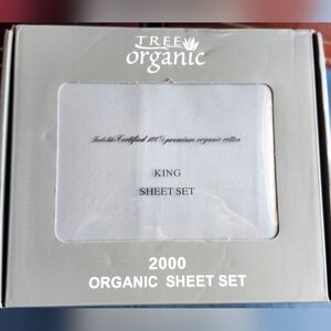 NIB-Tree Organic King Sheet Set 2000ct Premium Organic Cotton Gray